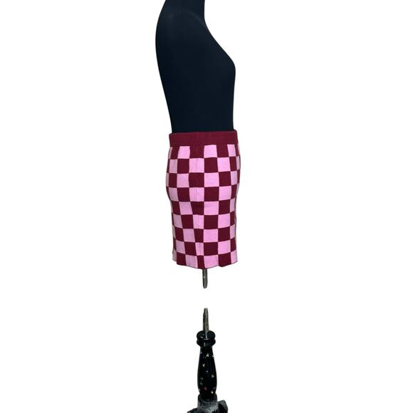 Forever 21 red pink checkers pull on knit mini skirt size M - Picture 14 of 14